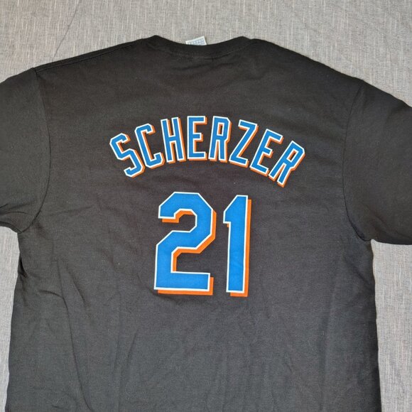 New York Mets Max Sherzer MLB T-Shirt Size Large Black Cotton Crewneck Sports - Picture 5 of 9